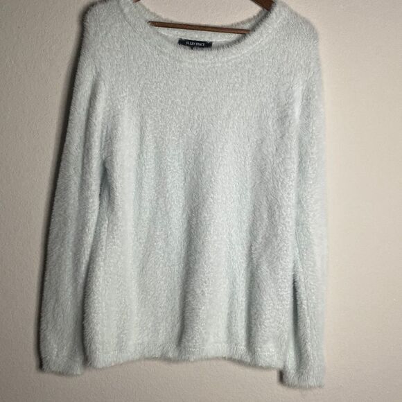 Ellen Tracy Downtown Glam Super Soft Fuzzy Sweater Light blue Size L Large - Picture 1 of 5